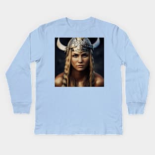 Viking Shield Maiden Kids Long Sleeve T-Shirt